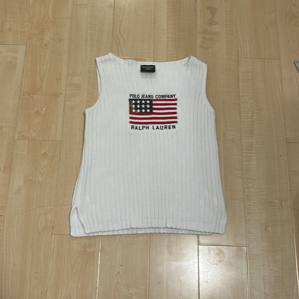 Ralph Lauren Polo Jeans White Knit Tank Top